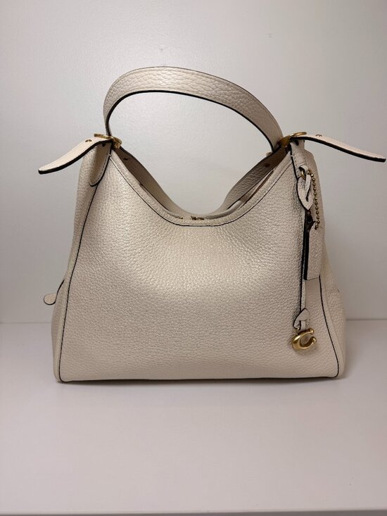 Coach Handbags - Coach Lori Shoulder Bag Cream Pebble Leather Gold Hardware Satchel Hobo Purse